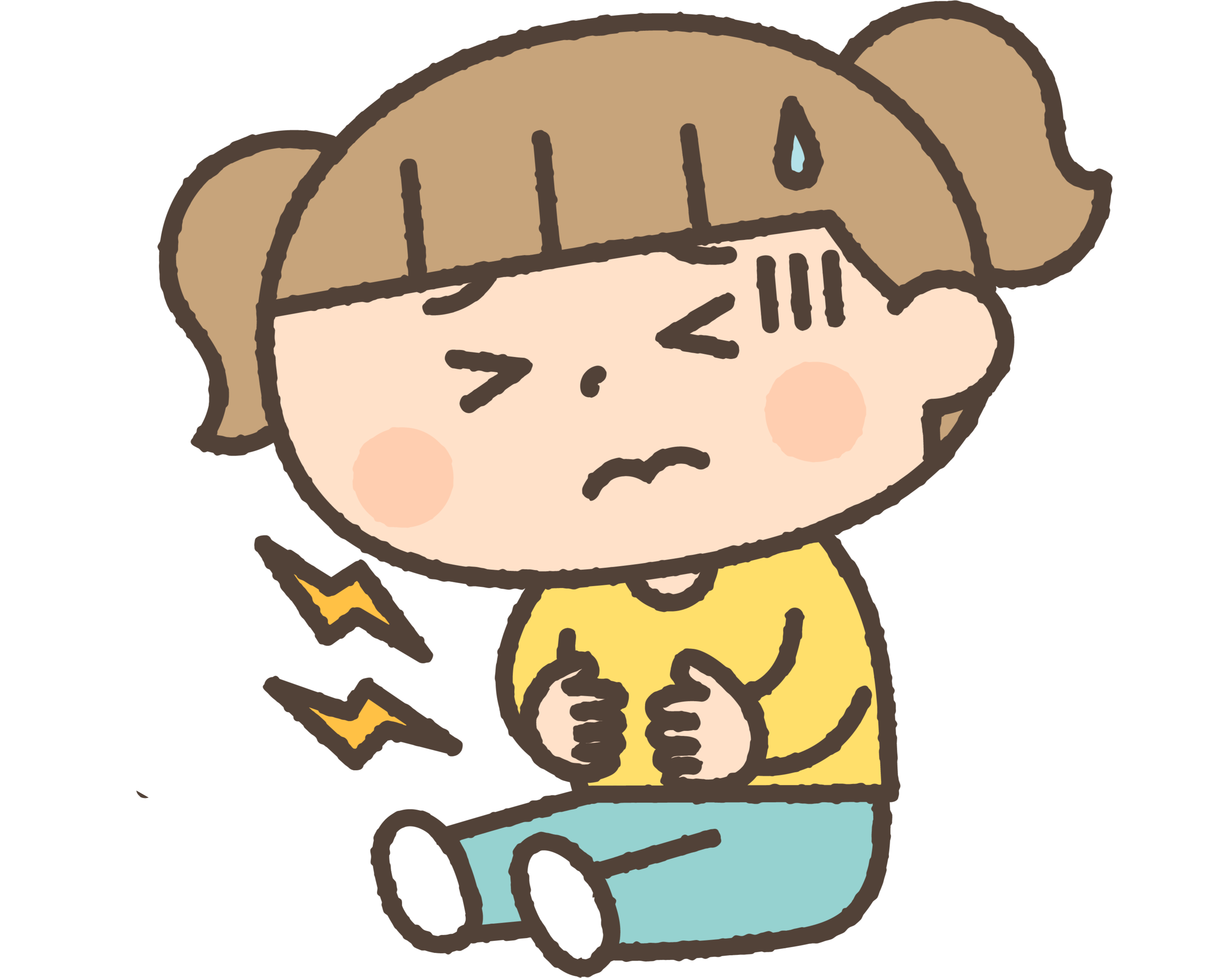 不安そうな朝の子どものイラスト